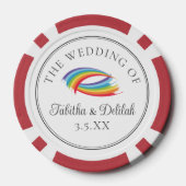 Schöne Regenbogen-Hochzeit Personalisiert Pokerchips (Rückseite)