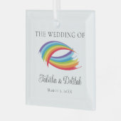 Schöne Regenbogen Hochzeit Personalisierten Weihna Ornament Aus Glas (Vorderseite links)