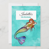 Schöne Regenbogen-Meerjungfrau mit langer Haare Einladung (Rückseite)