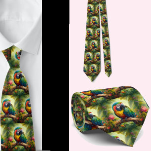 Schöne Regenbogen Parrots Necktie Krawatte