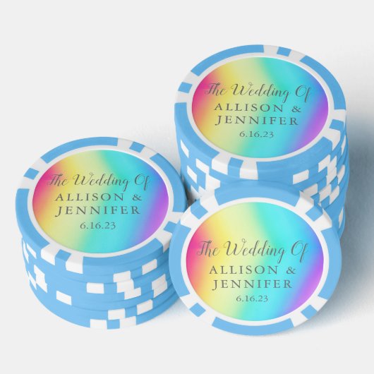 Schöne Regenbogen-Personalisierte Hochzeit Pokerchips (Stapel)