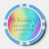 Schöne Regenbogen-Personalisierte Hochzeit Pokerchips (Vorderseite)