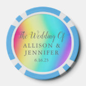 Schöne Regenbogen-Personalisierte Hochzeit Pokerchips (Rückseite)