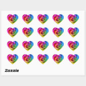 Schöne Regenbogen-Rose Blume Herzsticker Herz-Aufkleber (Blatt)