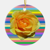 Schöne Regenbogen-Rose Keramik Ornament (Vorne)