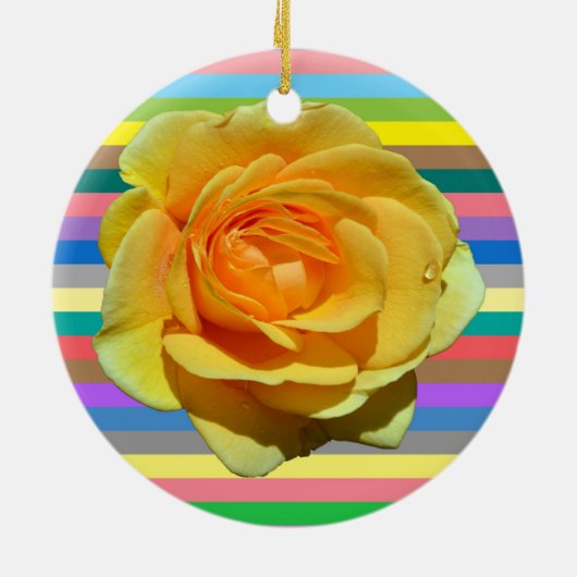Schöne Regenbogen-Rose Keramik Ornament (Hinten)