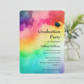 Schöne Regenbogenfarben Abstrakter Abschluss Einladung (Stehend Vorderseite)