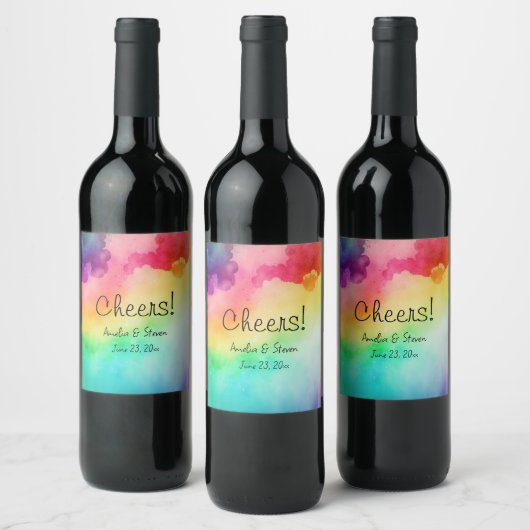 Schöne Regenbogenfarben Abstraktes Design - Chef! Weinetikett (Flaschen)