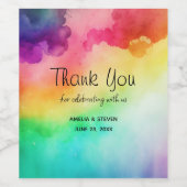 Schöne Regenbogenfarben Abstraktes Design Danke Weinetikett (Einzelnes Label)