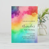Schöne Regenbogenfarben Abstraktes Design Geburtst Einladung (Stehend Vorderseite)