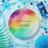 Schöne Regenbogenfarben Abstraktes Design Geburtst Pappteller (Party)