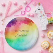 Schöne Regenbogenfarben Abstraktes Design Geburtst Pappteller (Party)