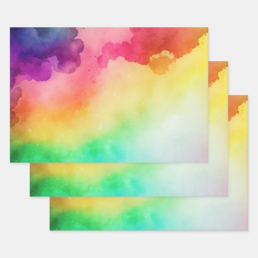Schöne Regenbogenfarben Abstraktes Design Geschenkpapier Set (Set)
