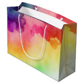 Schöne Regenbogenfarben Abstraktes Design Große Geschenktüte (Rückseite Schrägansicht)