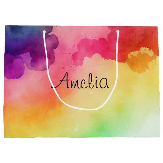 Schöne Regenbogenfarben Abstraktes Design Große Geschenktüte (Rückseite)