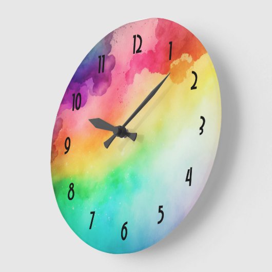 Schöne Regenbogenfarben Abstraktes Design Große Wanduhr (Winkel)