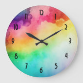Schöne Regenbogenfarben Abstraktes Design Große Wanduhr (Vorderseite)