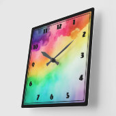 Schöne Regenbogenfarben Abstraktes Design Quadratische Wanduhr (Winkel)