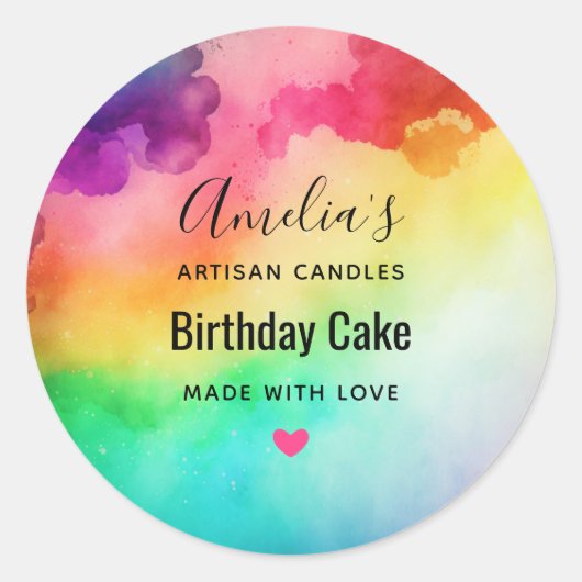 Schöne Regenbogenfarben Abstraktes Design Runder Aufkleber (Vorderseite)