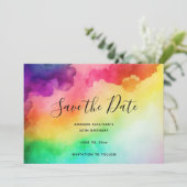 Schöne Regenbogenfarben Abstraktes Design Save The Date (Stehend Vorderseite)
