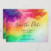 Schöne Regenbogenfarben Abstraktes Design Save The Date (Vorne/Hinten)