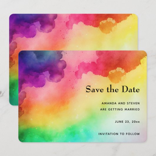 Schöne Regenbogenfarben Abstraktes Design Save The Date (Vorne/Hinten)