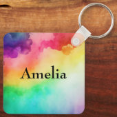 Schöne Regenbogenfarben Abstraktes Design Schlüsselanhänger (Rückseite)
