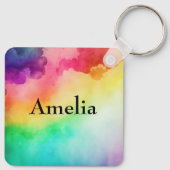 Schöne Regenbogenfarben Abstraktes Design Schlüsselanhänger (Rückseite)