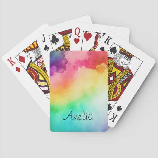 Schöne Regenbogenfarben Abstraktes Design Spielkarten (Rückseite)