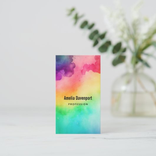 Schöne Regenbogenfarben Abstraktes Design Visitenkarte (Stehend Vorderseite)