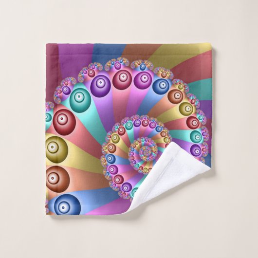 Schöne Regenbogenfarben Abstraktes Fraktal Kunst, Badhandtuch Set (Waschlappen)