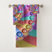 Schöne Regenbogenfarben Abstraktes Fraktal Kunst,  Badhandtuch Set (Insitu)