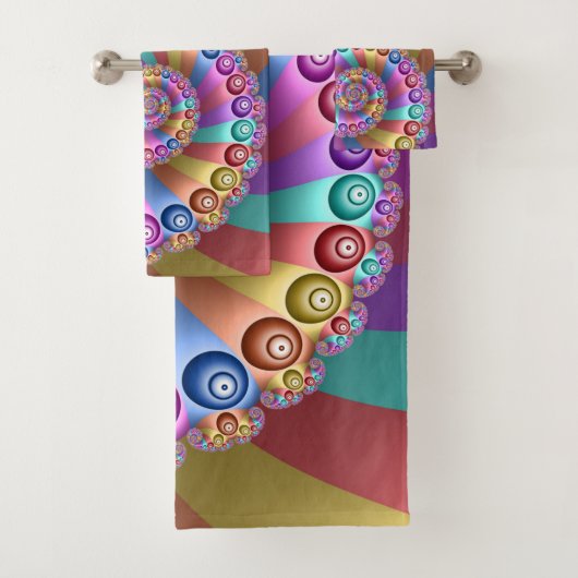 Schöne Regenbogenfarben Abstraktes Fraktal Kunst,  Badhandtuch Set (Insitu)