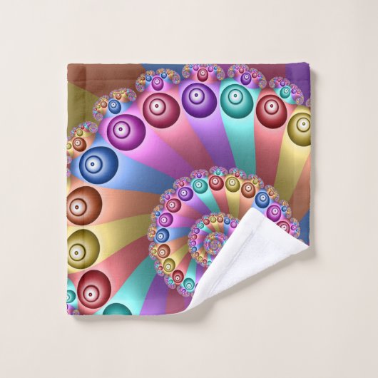 Schöne Regenbogenfarben Abstraktes Fraktal Kunst,  Badhandtuch Set (Waschlappen)