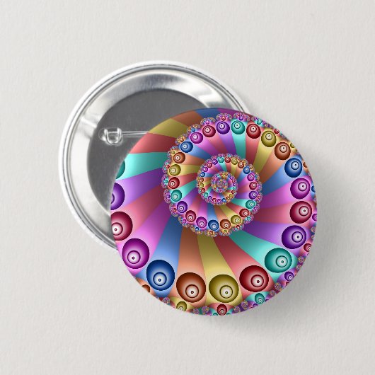 Schöne Regenbogenfarben Abstraktes Fraktal Kunst, Button (Vorne & Hinten)