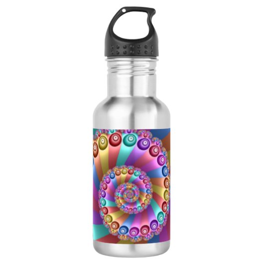 Schöne Regenbogenfarben Abstraktes Fraktal Kunst,  Edelstahlflasche (Vorderseite)