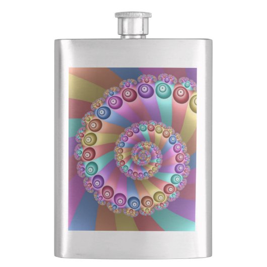 Schöne Regenbogenfarben Abstraktes Fraktal Kunst, Flachmann (Vorderseite)