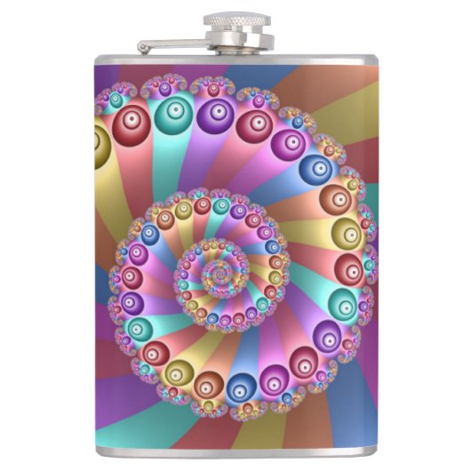 Schöne Regenbogenfarben Abstraktes Fraktal Kunst, Flachmann (Vorderseite)