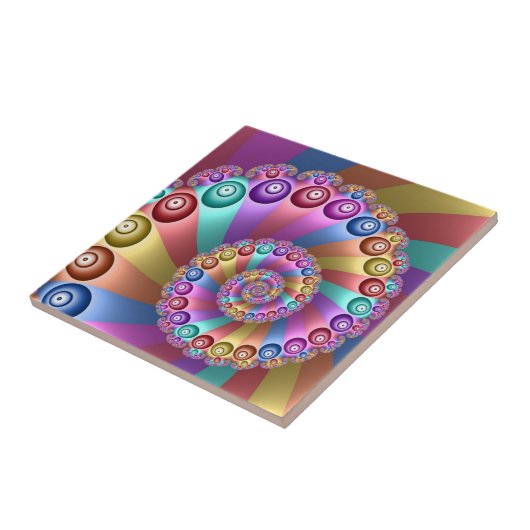 Schöne Regenbogenfarben Abstraktes Fraktal Kunst, Fliese (Seite)