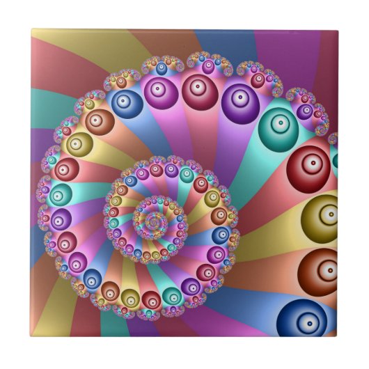 Schöne Regenbogenfarben Abstraktes Fraktal Kunst,  Fliese (Vorderseite)