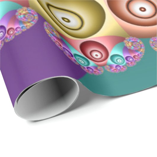 Schöne Regenbogenfarben Abstraktes Fraktal Kunst, Geschenkpapier (Rolleneckpunkt)