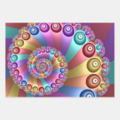 Schöne Regenbogenfarben Abstraktes Fraktal Kunst, Geschenkpapier Set (Vorderseite 3)