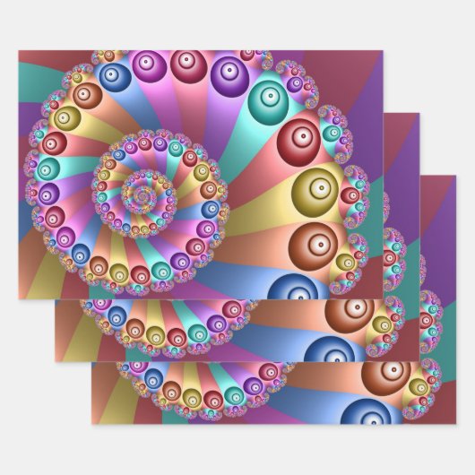 Schöne Regenbogenfarben Abstraktes Fraktal Kunst, Geschenkpapier Set (Set)