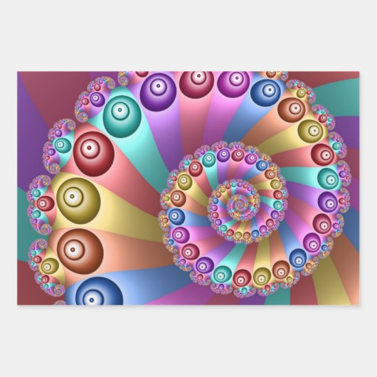 Schöne Regenbogenfarben Abstraktes Fraktal Kunst, Geschenkpapier Set (Vorderseite 2)