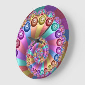Schöne Regenbogenfarben Abstraktes Fraktal Kunst,  Große Wanduhr (Winkel)