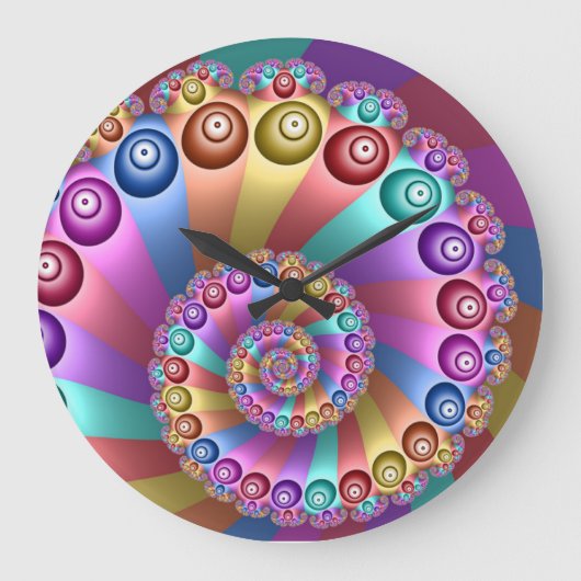 Schöne Regenbogenfarben Abstraktes Fraktal Kunst,  Große Wanduhr (Vorderseite)
