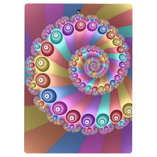 Schöne Regenbogenfarben Abstraktes Fraktal Kunst,  Klemmbrett (Rückseite)