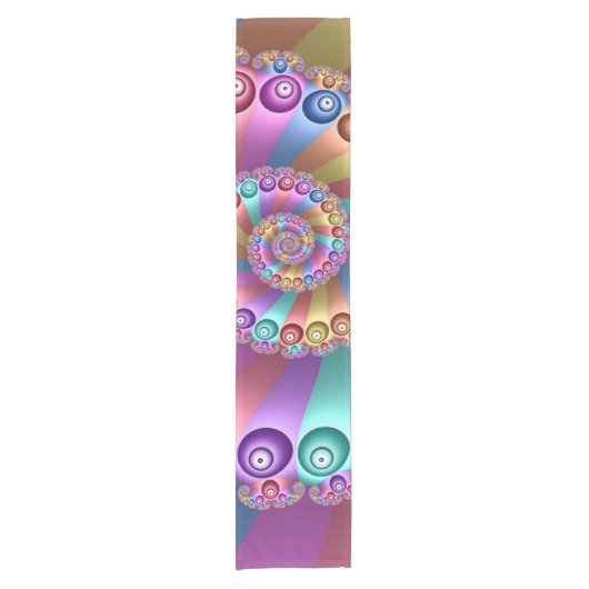 Schöne Regenbogenfarben Abstraktes Fraktal Kunst,  Kurzer Tischläufer (Vorderseite)