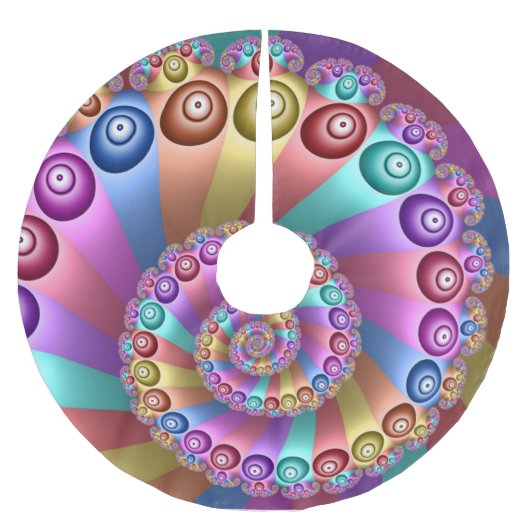 Schöne Regenbogenfarben Abstraktes Fraktal Kunst, Polyester Weihnachtsbaumdecke (Vorderseite)