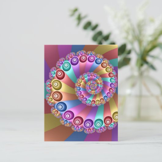 Schöne Regenbogenfarben Abstraktes Fraktal Kunst, Postkarte (Stehend Vorderseite)